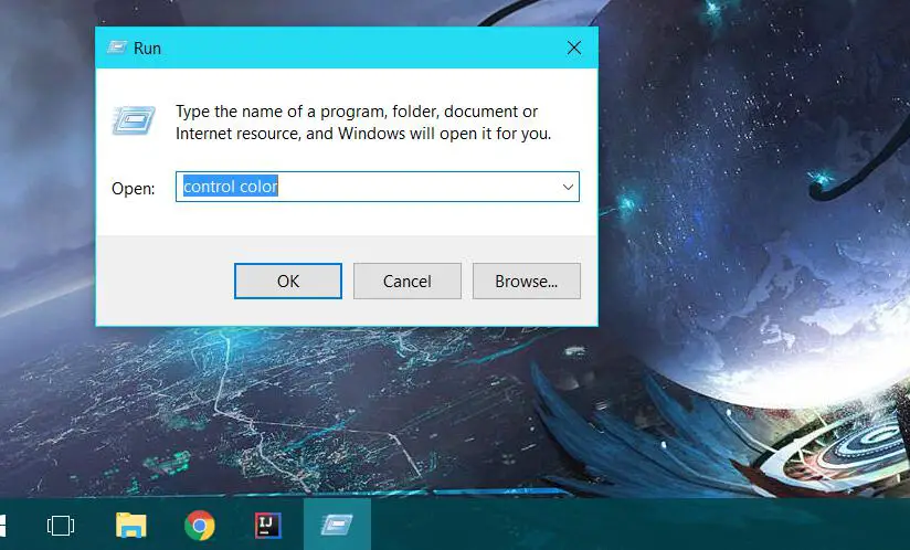 Control Color Command In Run Dialog Windows 10