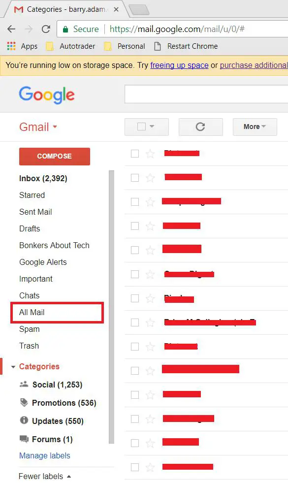 All email option Gmail