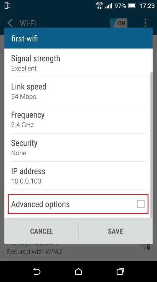 Android Wi-Fi advanced options