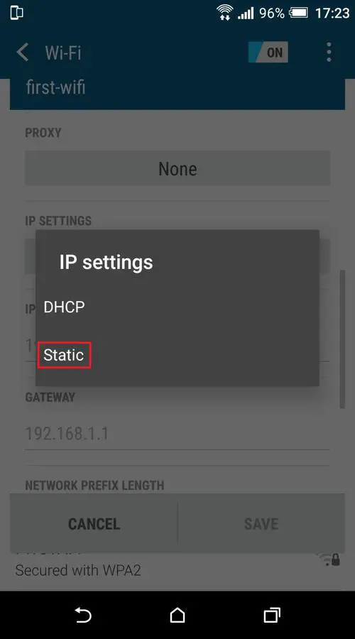 Android Wi-Fi IP Settings