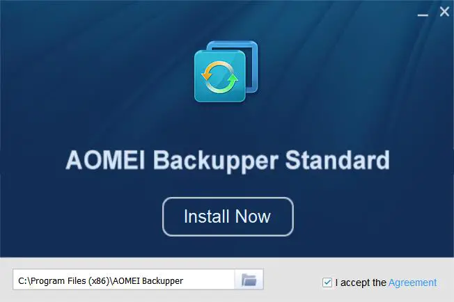 AOMEI backupper installation start