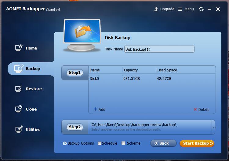 AOMEI Backupper disk backup