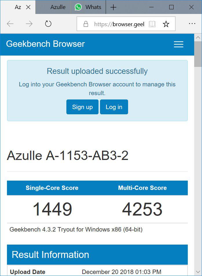 Azulle Byte3 GeekBench CPU