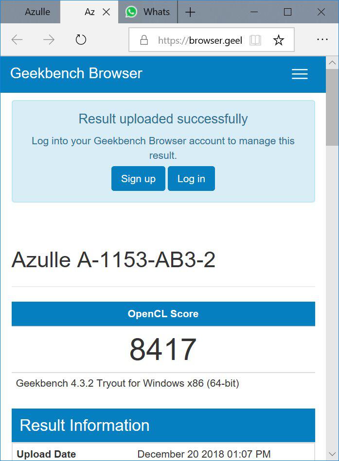 Azulle Byte3 GeekBench Graphics