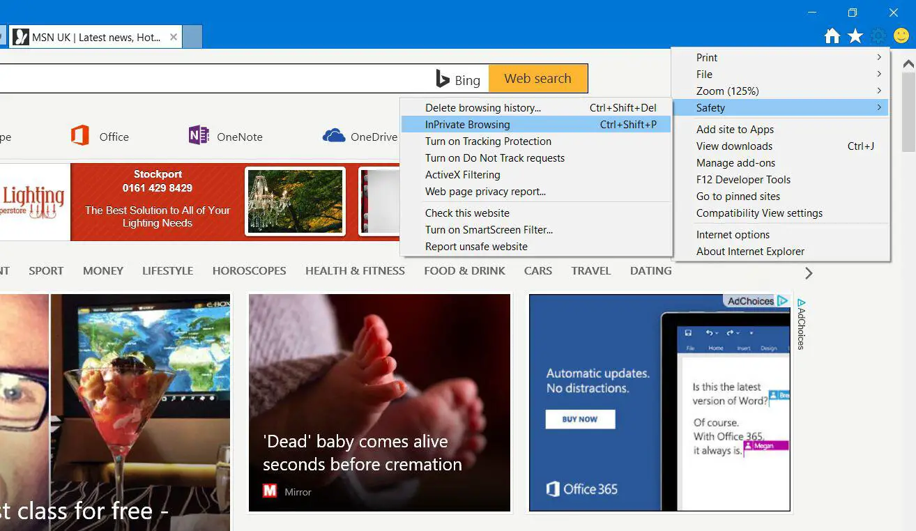 New InPrivate Browsing Windows Internet Explorer