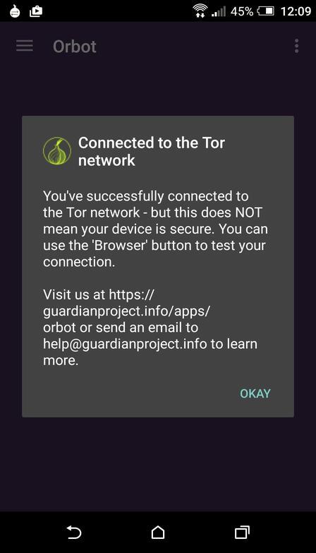 Orbot Connected To Tor