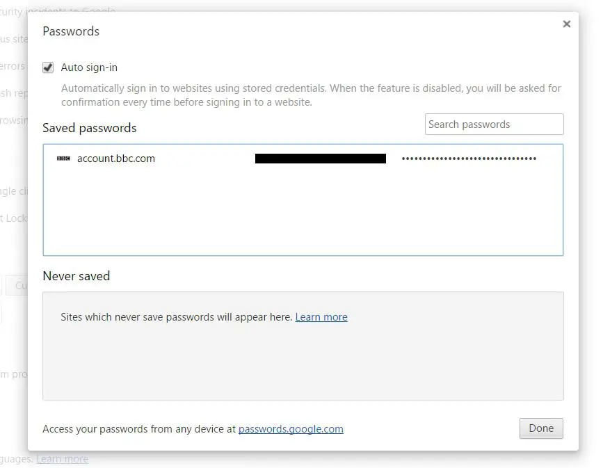 Chrome Saved Passwords