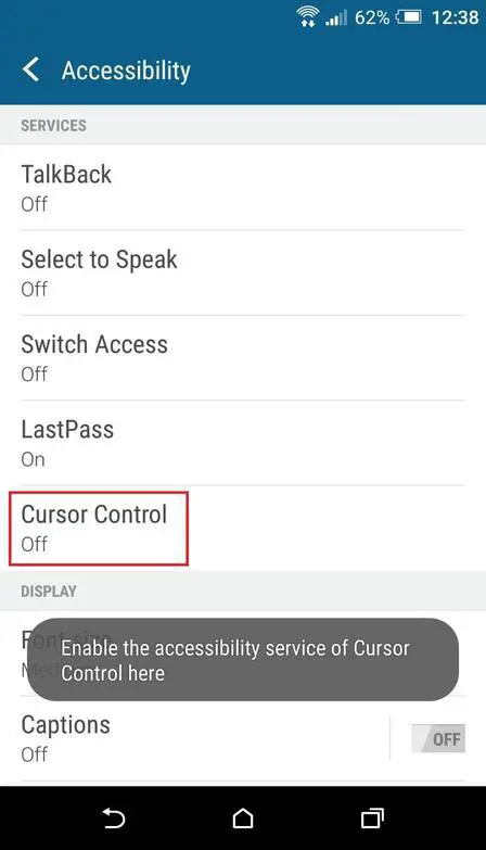 Android Accessibility Settings
