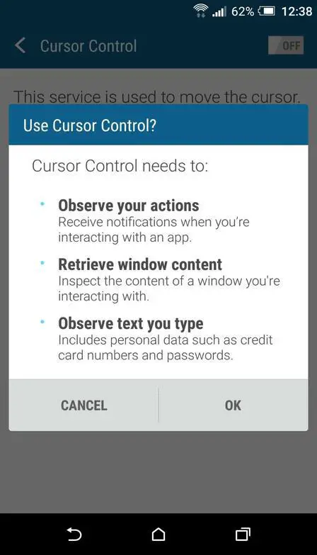 Android Cursor Control Permissions