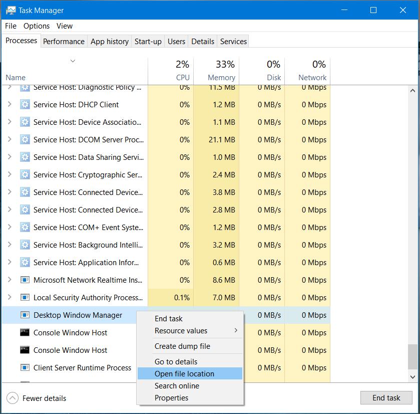 Desktop Window Manager (dwm.exe) file location