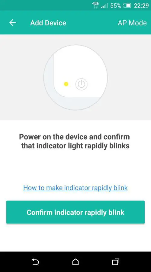 Lombex app confirm device flashing