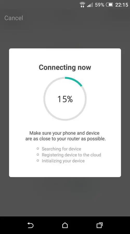 Lombex app connecting progress bar