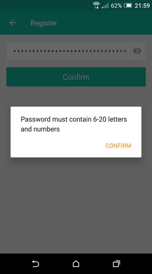 Lombex app password message