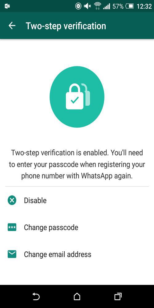 Two-Step Verification Enabled On WhatsApp