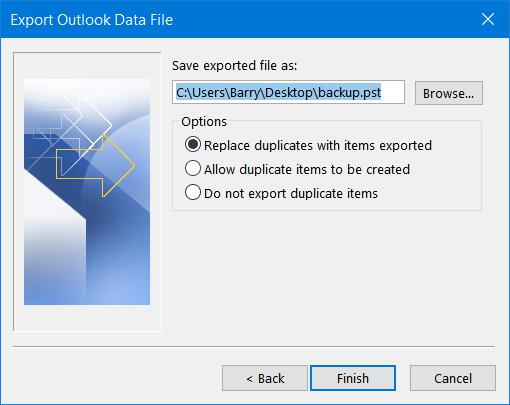 Naming the Outlook Data File 