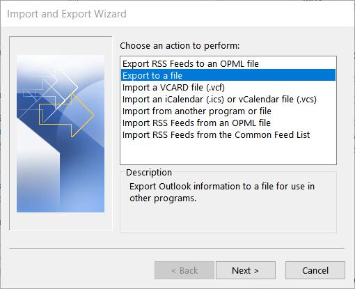 Outlook output to file