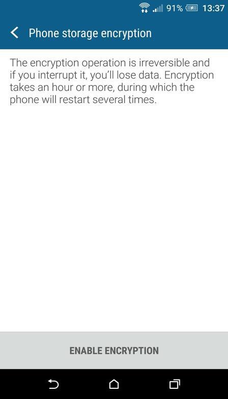 Android Phone Storage Encryption Confirmation