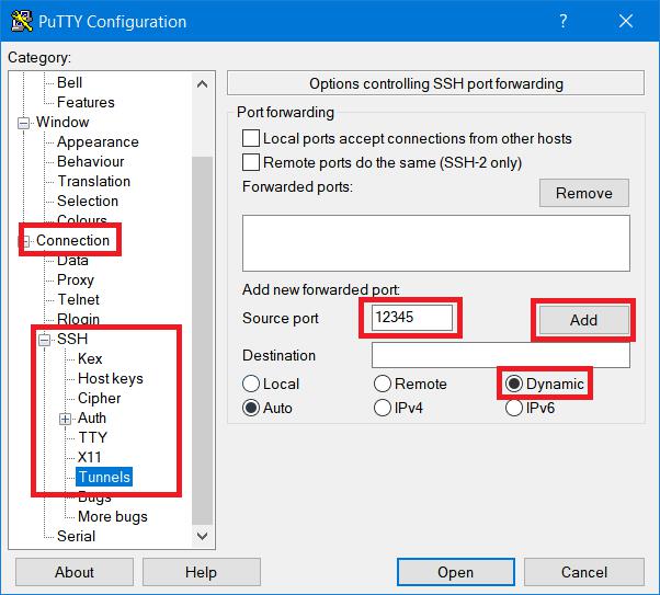 putty ssh socks proxy