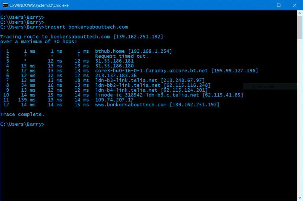 Windows 10 tracert не работает