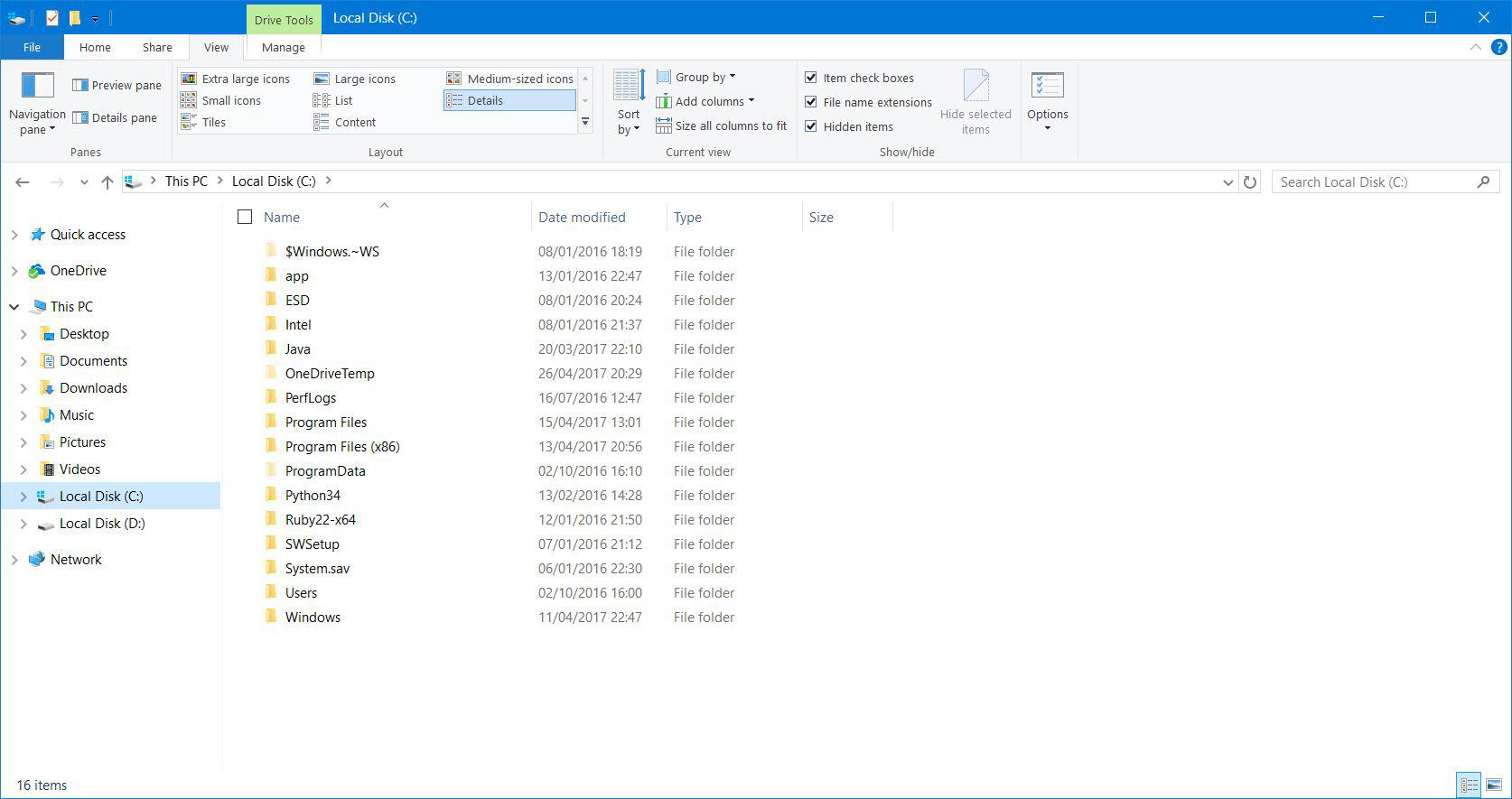 View Hidden Items Windows Explorer