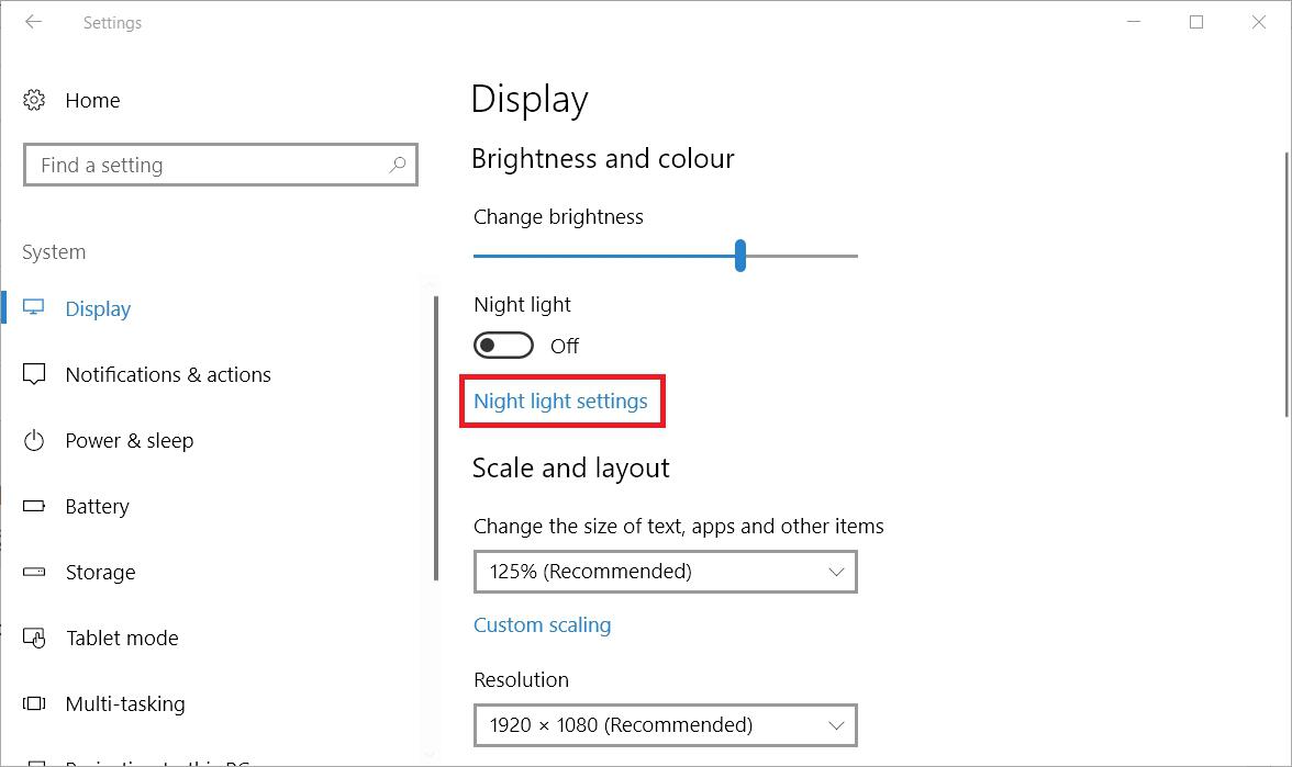 Windows 10 Night Light Settings