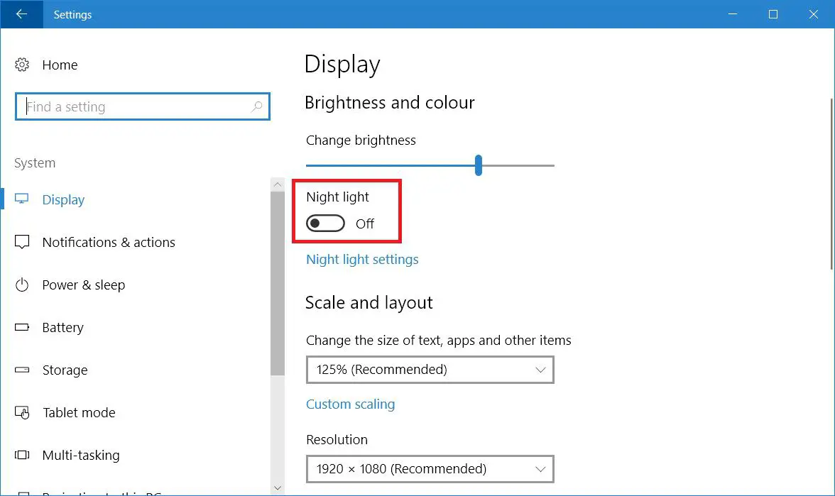 Windows 10 Night Light Toggle