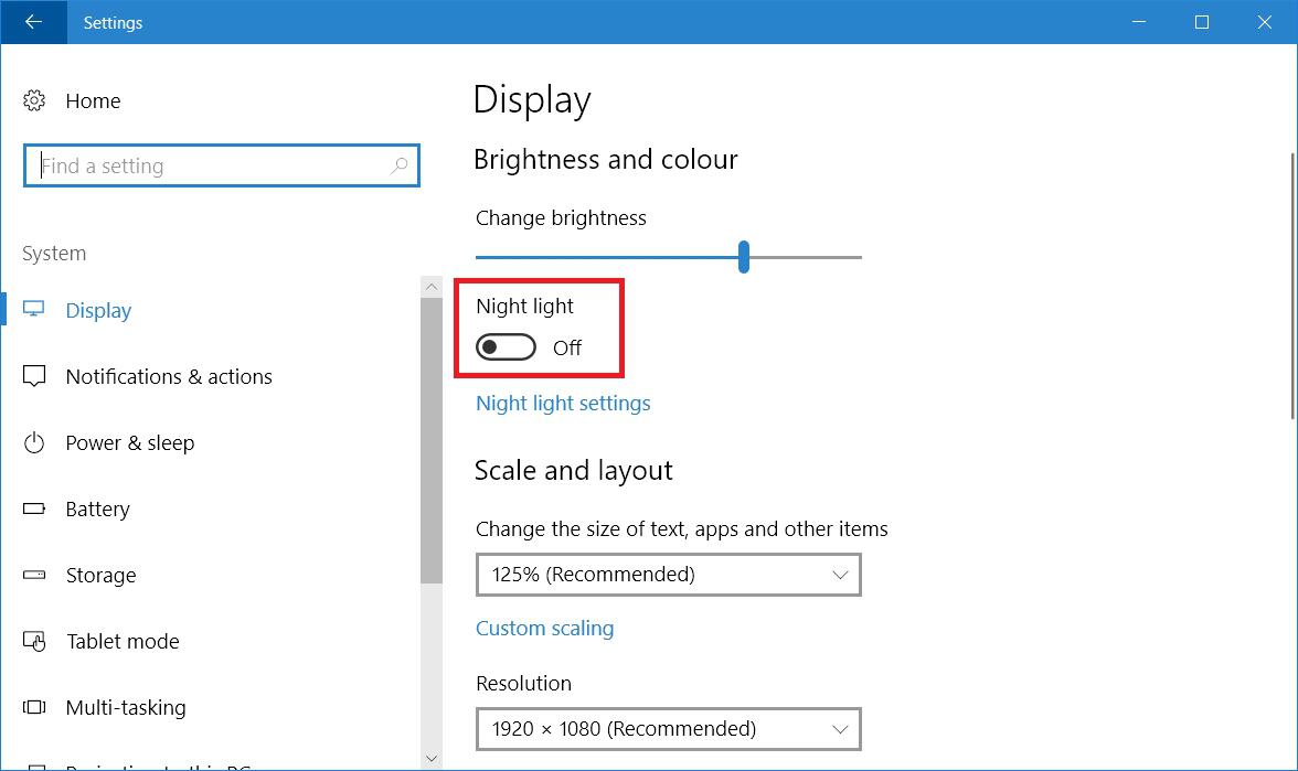 Windows 10 Night Light Toggle