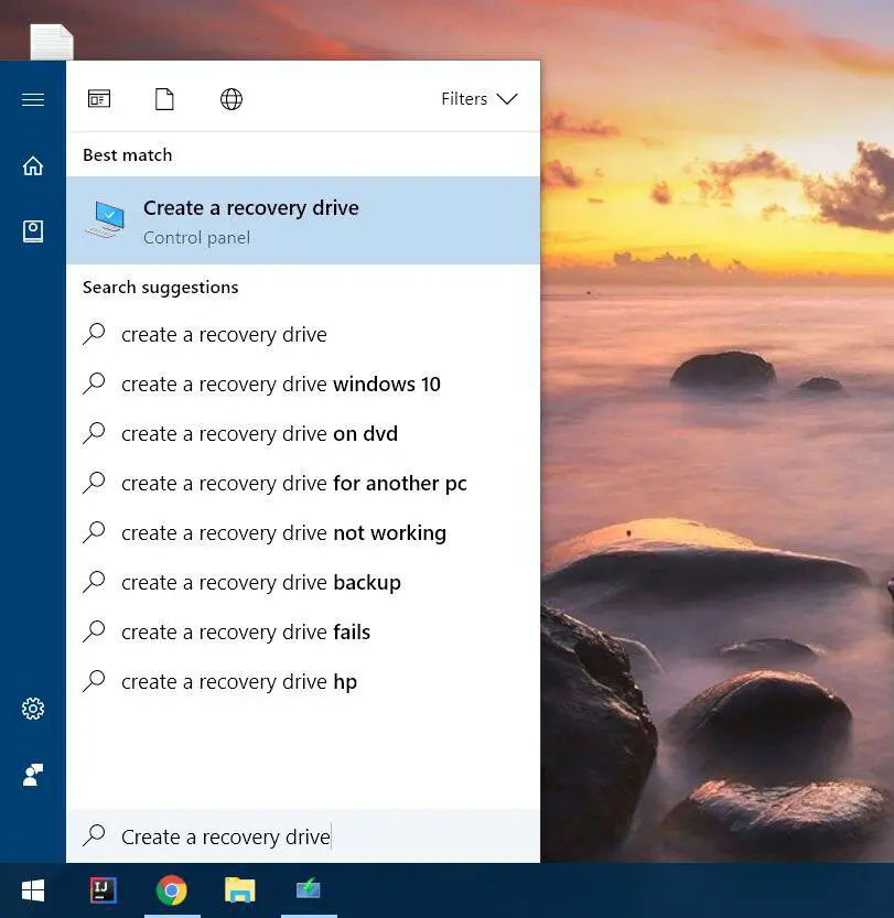 Windows 10 Safe Mode Create Recovery Drive