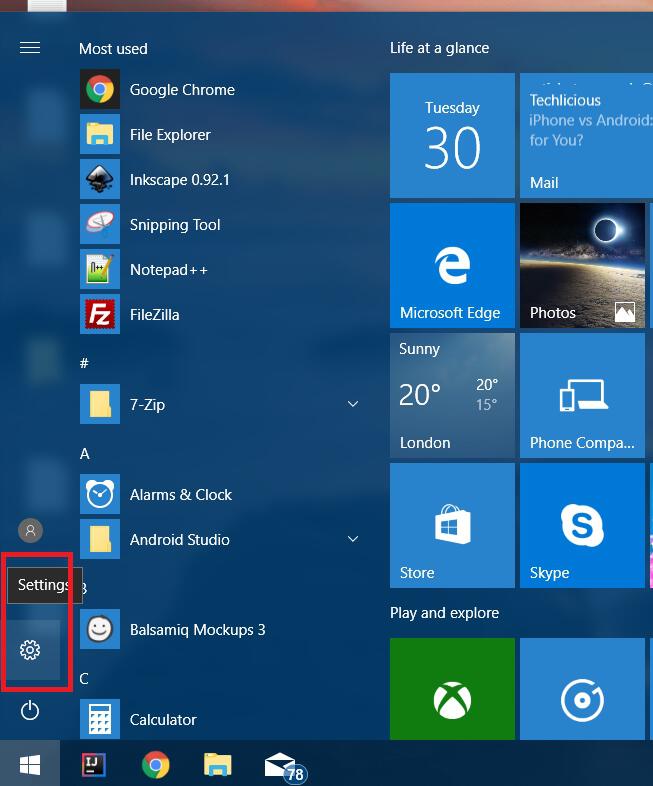 Windows 10 Start Menu Settings