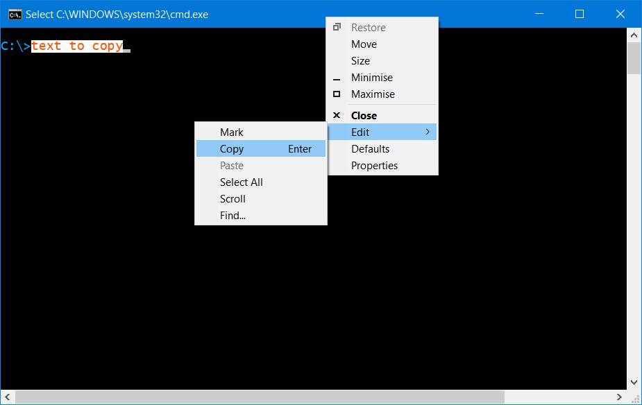 Windows command prompt copy text