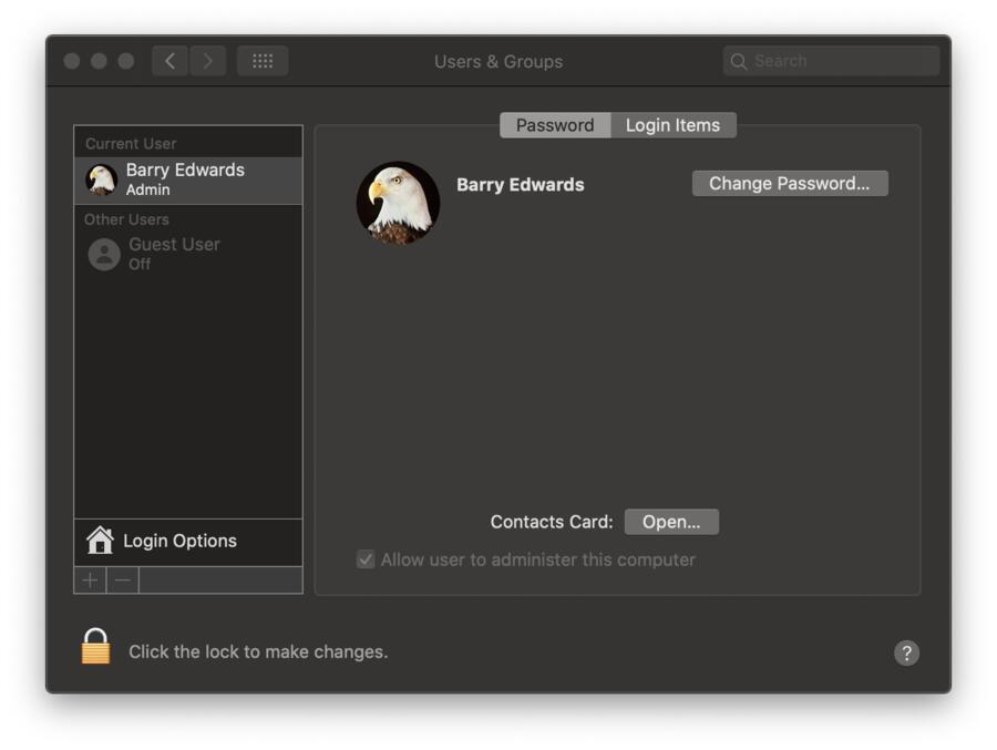mac change password using guest account